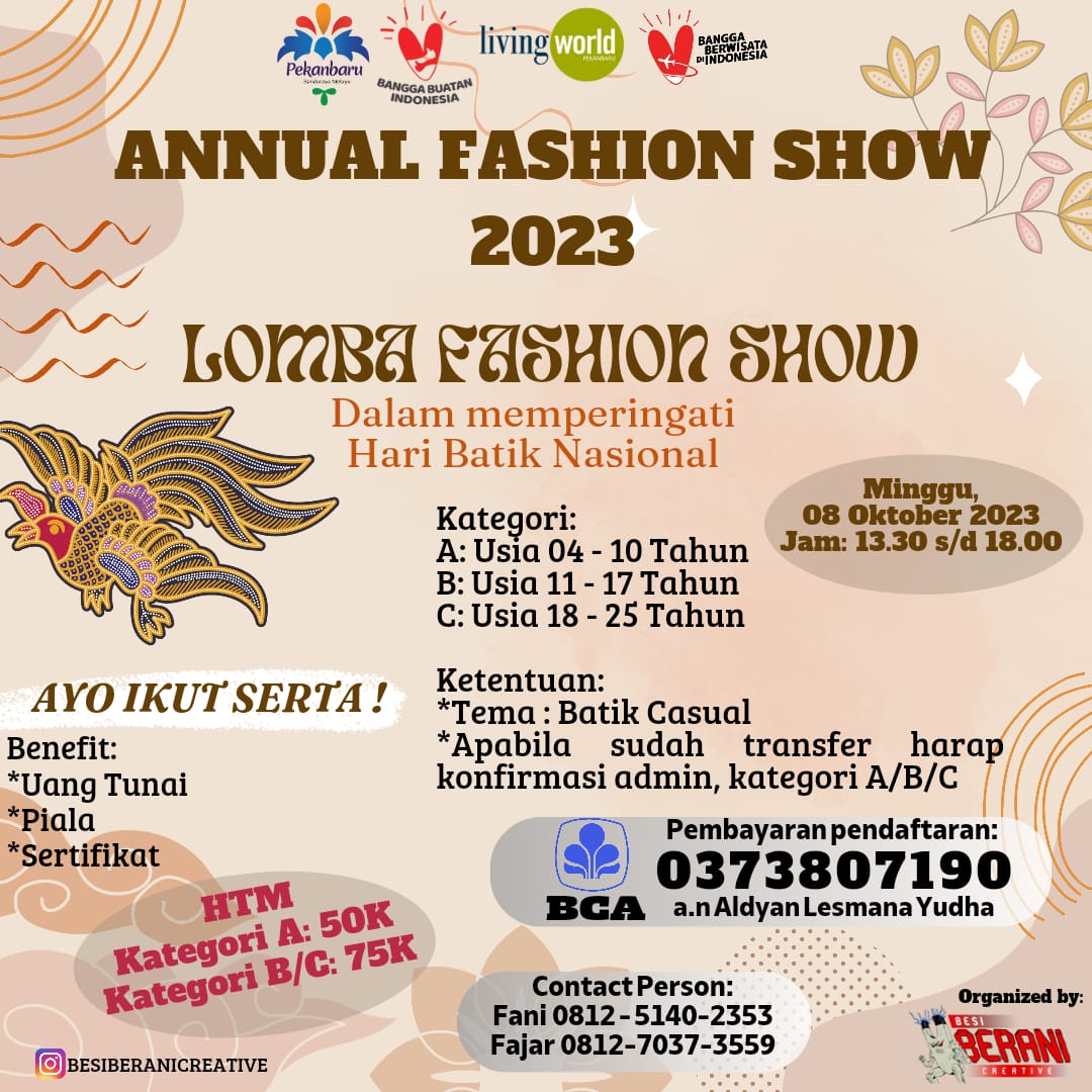 EO @besiberanicreative Akan Gelar Lomba Annual Fashion Show 2023 Ayo Ramaikan